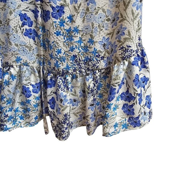 100% Silk Rebecca Taylor Blue & White Floral Dress With Ruffled Size 8 - Picture 6 of 10